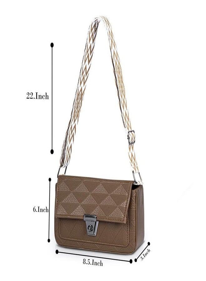 كاتشي حقيبة كتف نسائية أنيقة من الجلد الصناعي بلون بني فاتح مع مشبك إغلاق - Image 4